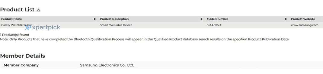 Produktliste mit Details zur Galaxy Watch8 Classic von Samsung Electronics Co., Ltd. Produktliste mit Details zur Galaxy Watch8 Classic von Samsung Electronics Co., Ltd.