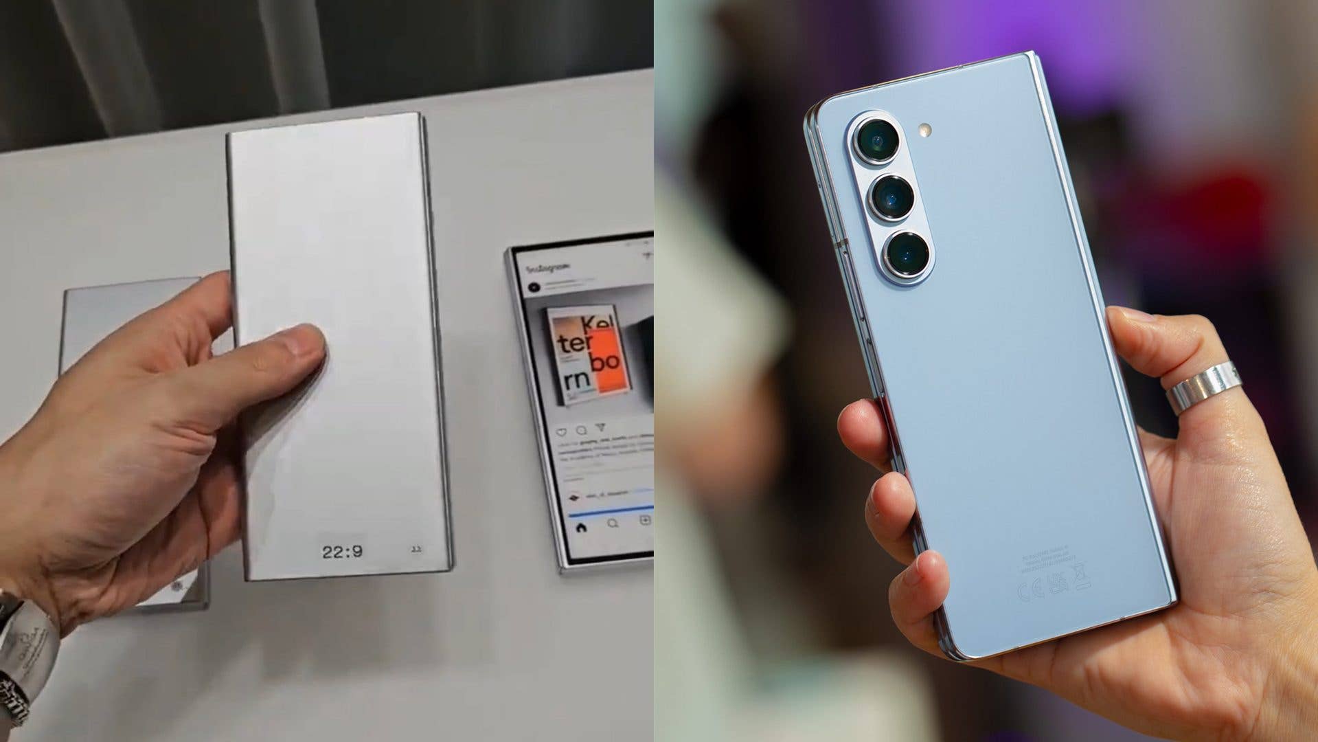 Das Bild vergleicht die Form des neuen Foldables mit dem Vorgänger