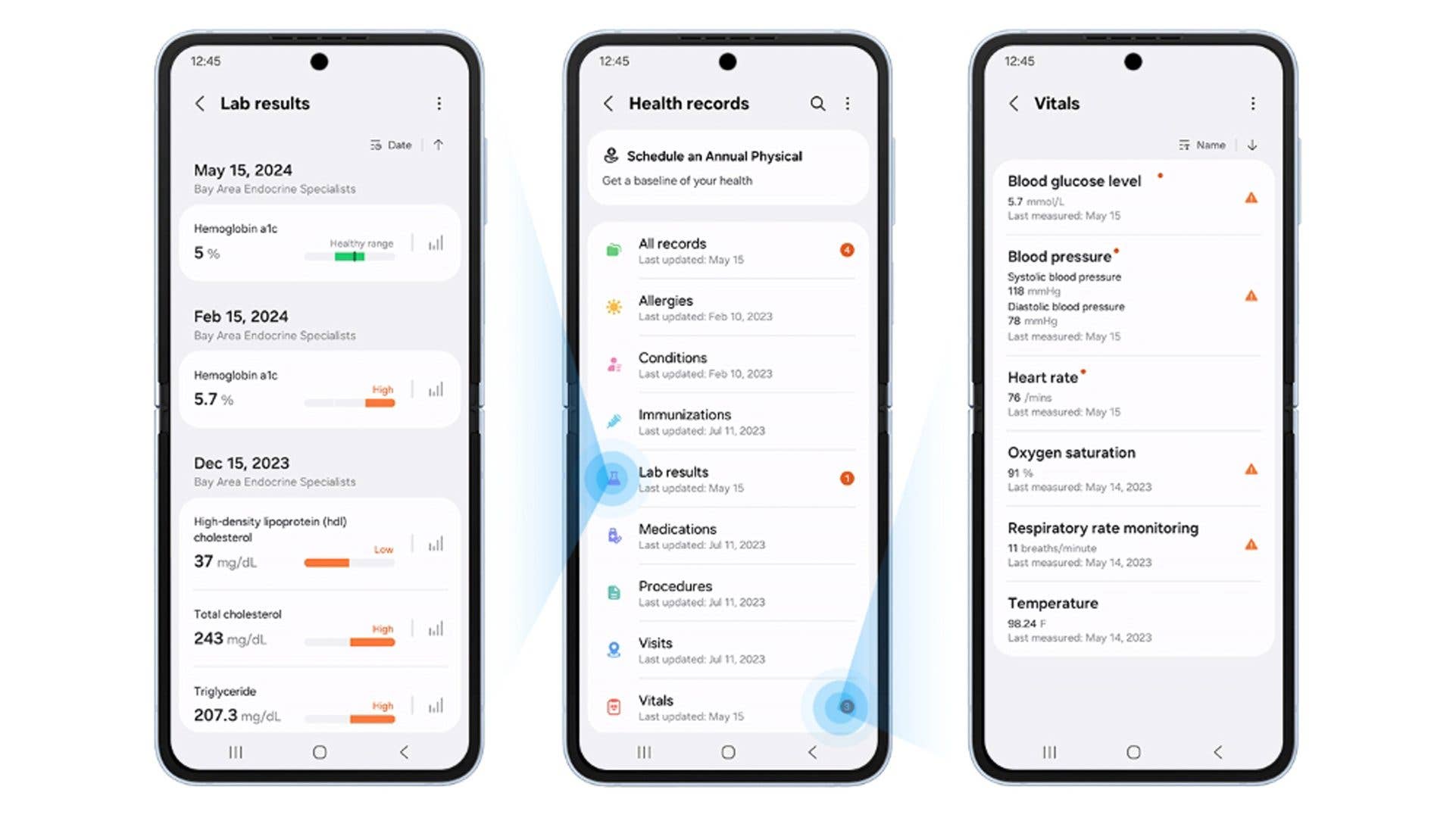 Screenshots der Samsung-Health-App