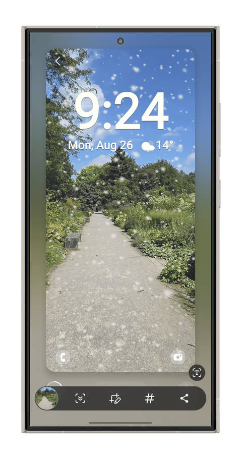 One-UI-6-Screenshot: Echtzeit-Wetter-Hintergründe einrichten