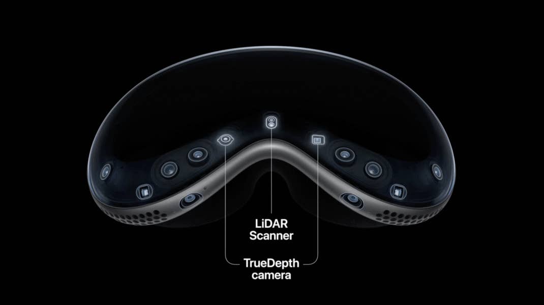 Die Apple Vision Pro kann mit Tiefen und LiDAR-Sensoren aufwarten. Apple Vision Pro Sensoren und Kameras