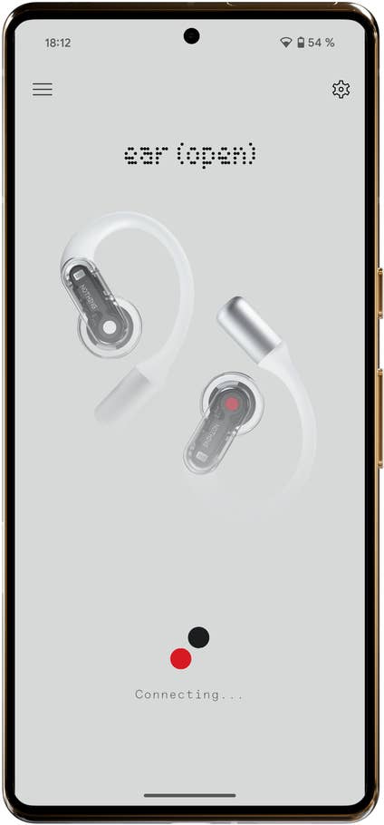Nothing Ear (open) App zeigt den Verbindungsstatus und das Design der Ohrhörer.