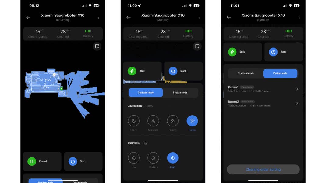 Xiaomi-App Reinigungseinstellungen Xiaomi-App Reinigungseinstellungen