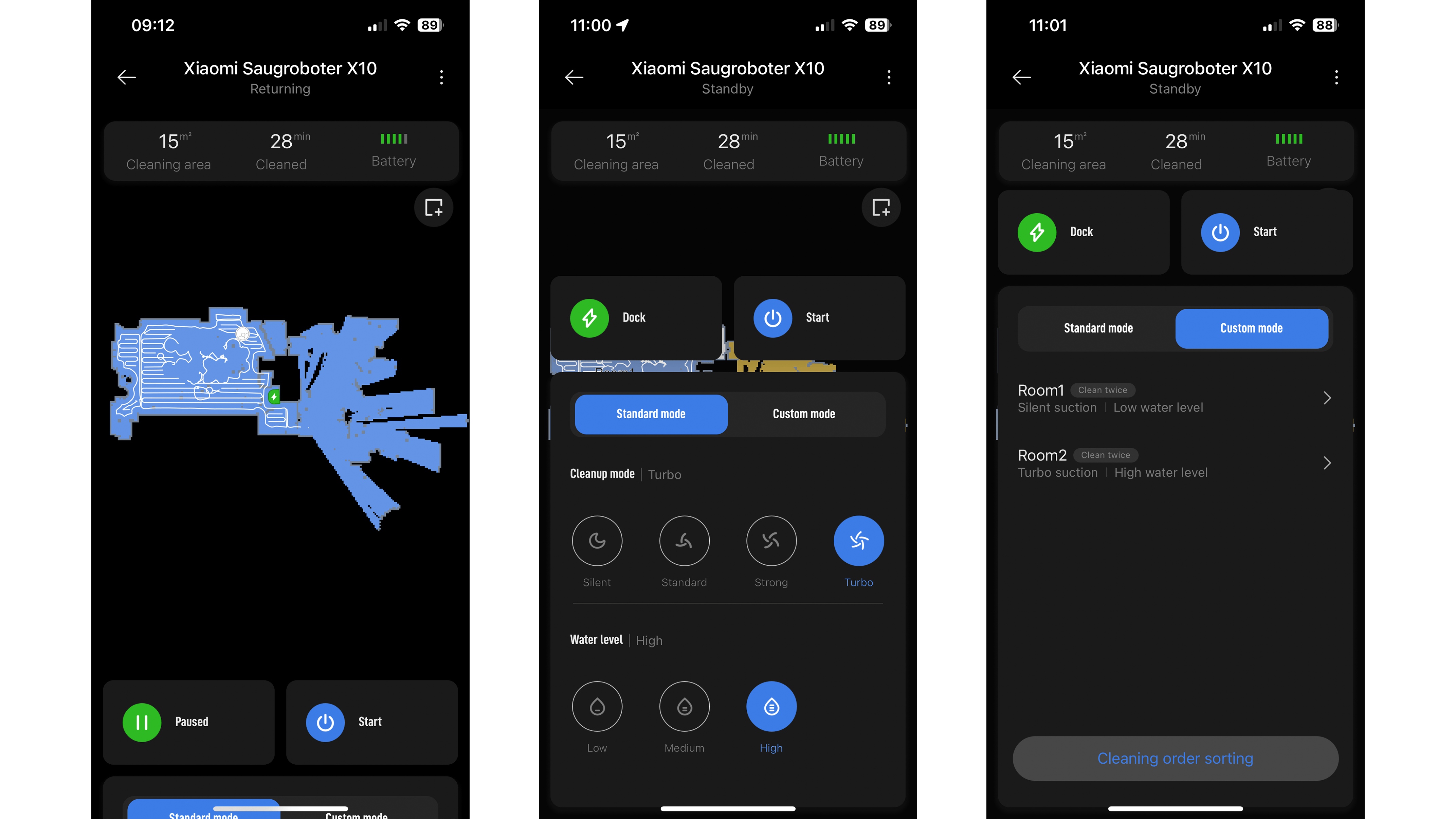 Xiaomi-App Reinigungseinstellungen