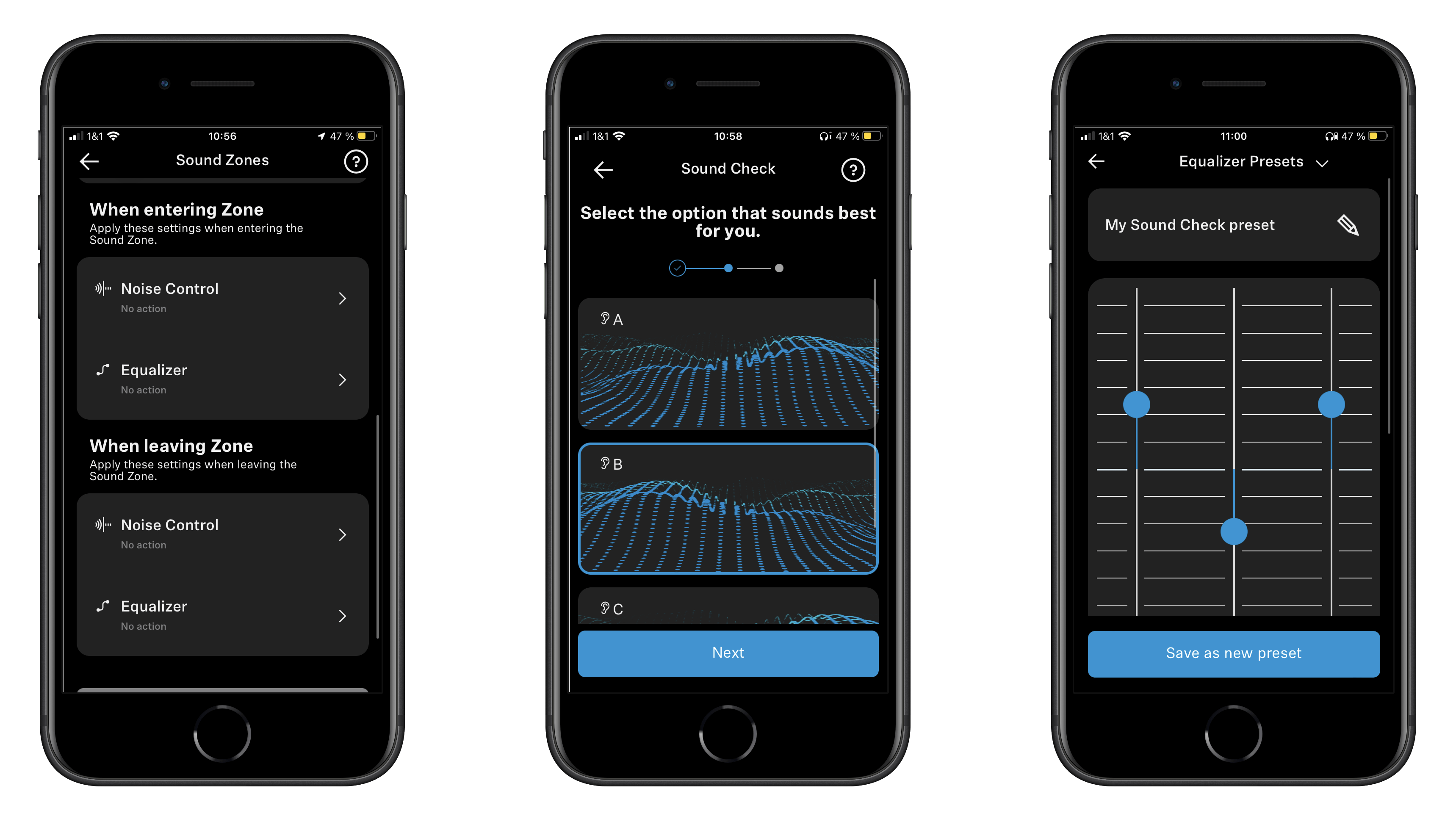 Die Sennheiser Smart-Control-App auf einem iPhone SE.