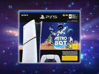 Sony PlayStation 5 Slim Digital Edition Verpackung mit Astro Bot Spielgrafik.