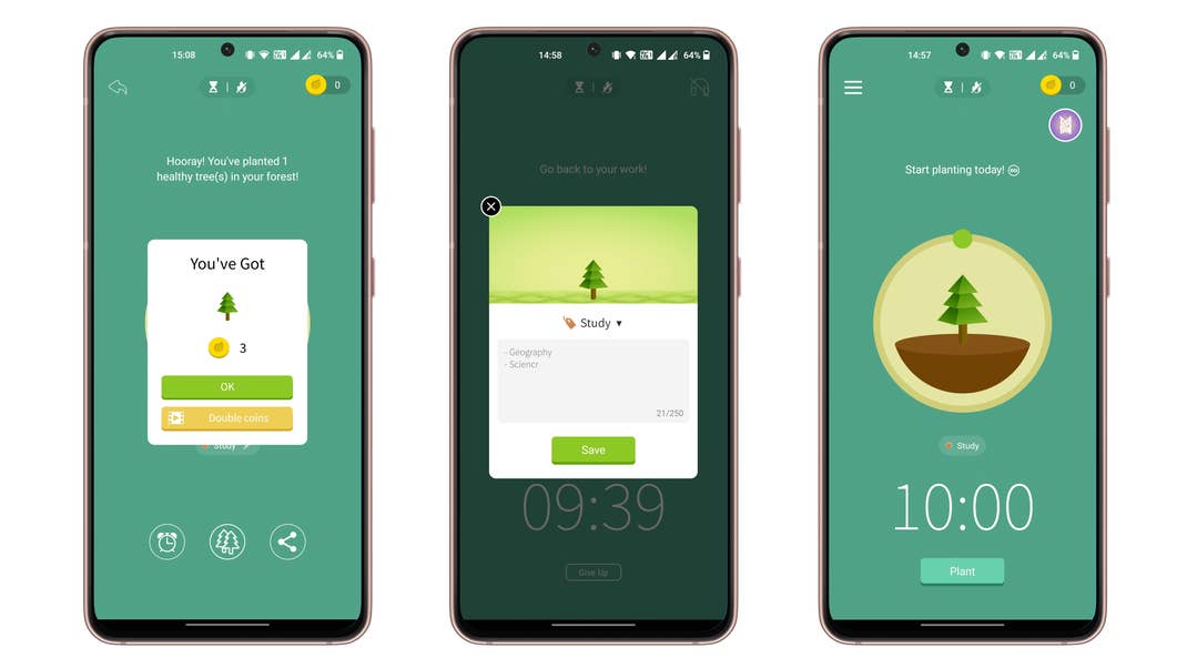 Screenshot der Forest App