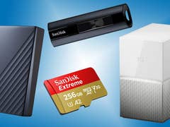 Verschiedene Speichermedien auf einem Bild