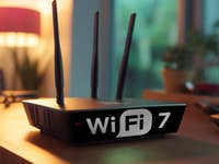 Ein Wi-Fi-7-Router in einem Wohnzimmer