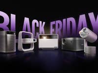 Verschiedene XGIMI-Beamer mit dem Text 'BLACK FRIDAY' in lila dahinter.