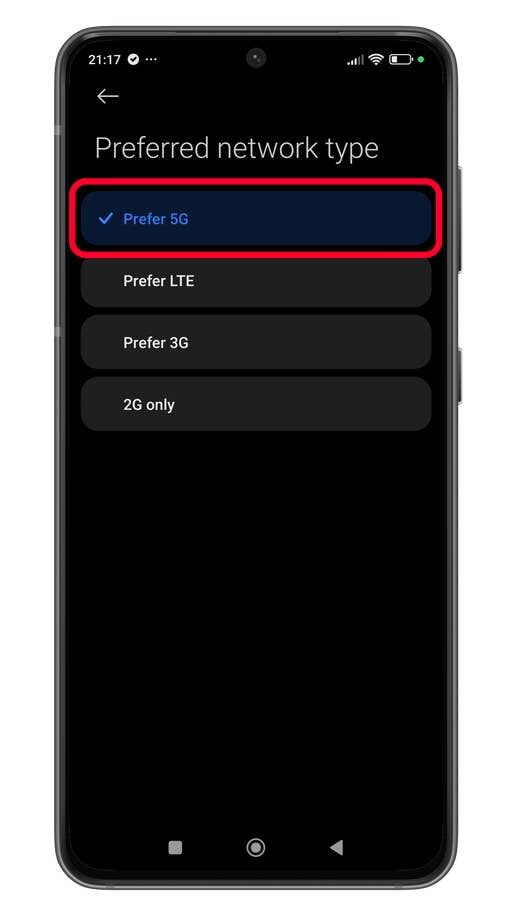 Ändern des bevorzugten Netzwerktyps auf Xiaomi HyperOS