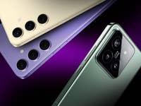 Die drei Smartphones Xiaomi 14, Galaxy S24 und Galaxy S24+ auf einem Bild