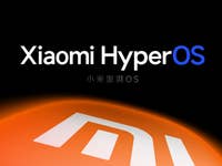 Der HyperOS-Schriftzug über eniem riesigen Mi-Logo, das wie ein Planet aussieht