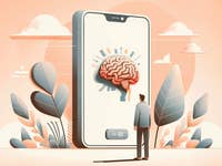 Smartphone im Comic-Stil mit Person davor