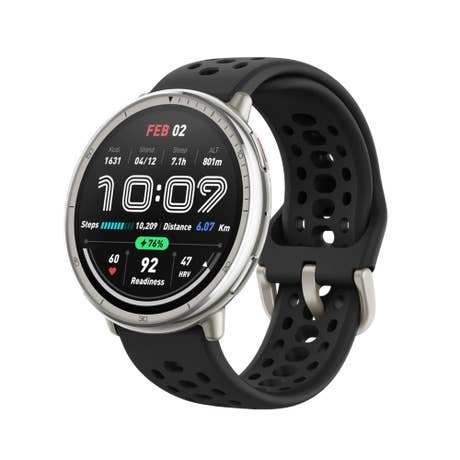 amazfit-aktive-2-1 Amazfit Aktive 2 mit schwarzem Sikilonband schräg von vorne