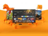 Mehere Amazon Fire TV 4 mit orangenem und weißem Hintergrund