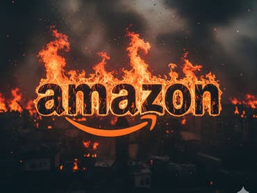 Amazon Logo in Flammen