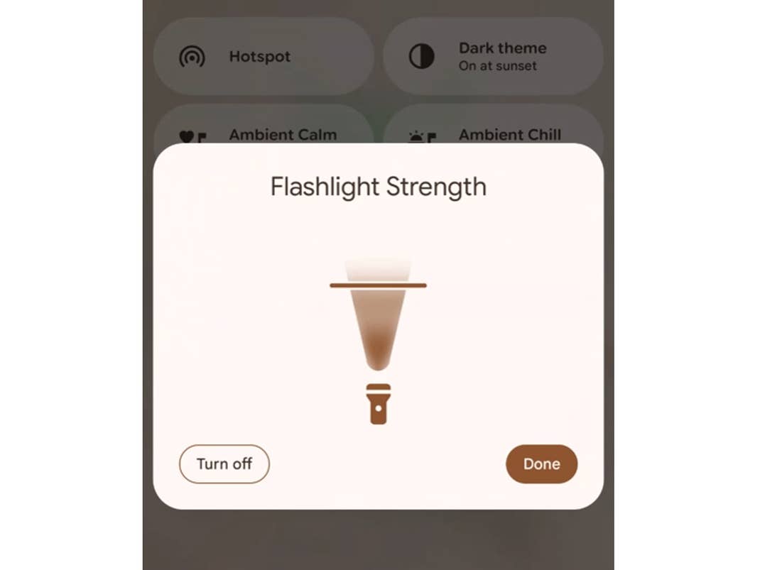 Android 16 QPR3 new flashlight tool adjust