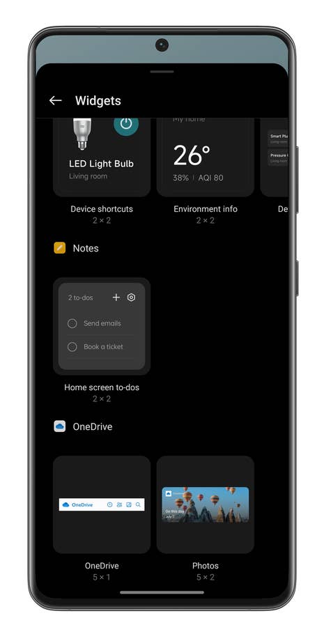 Screenshot, wie man Android-Verknüpfungen anlegt