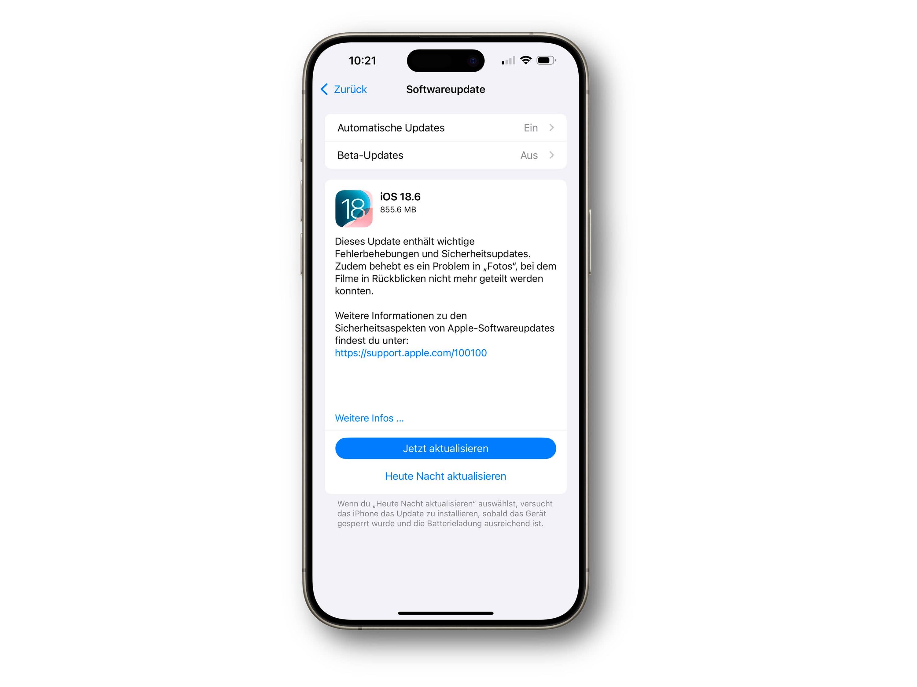 iOS 18.6 auf dem iPhone