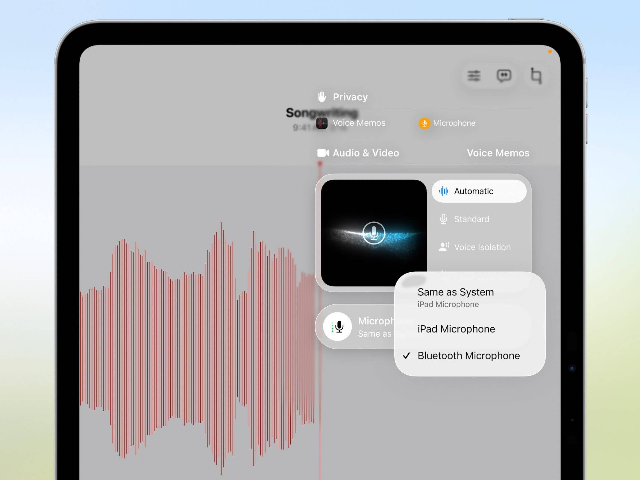 iPadOS 26 gibt dir die Wahl über das angeschlossene Mikrofon