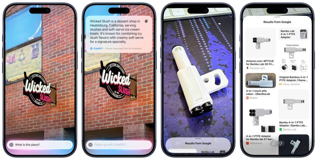 Visual Intelligence integriert auch ChatGPT und Googles Bildersuche