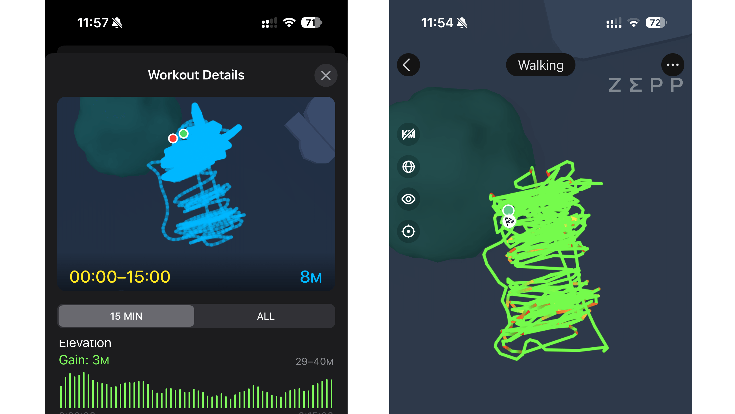 Apple Watch Ultra 2 und Amazfit GTR 4 GNSS Genauigkeit Test