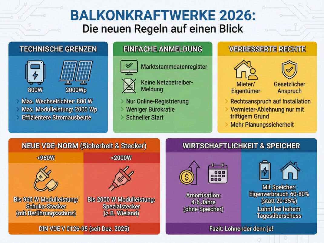 Balkonkraftwerke die geltenden Regeln auf einem Blick