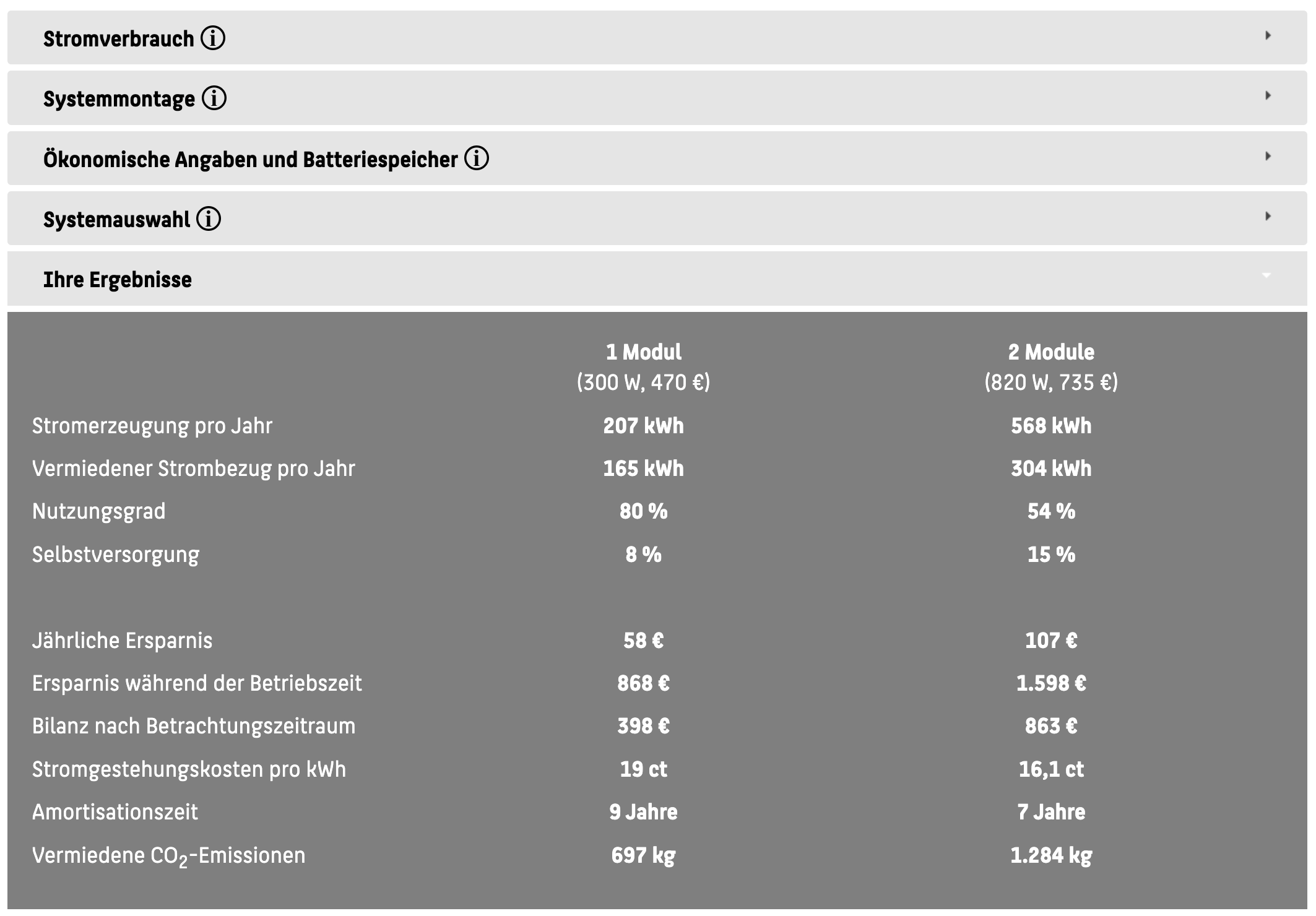 Screenshot Balkonkraftwerk-Rechner