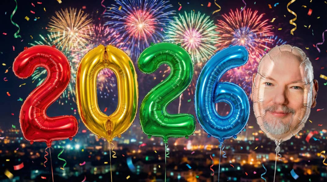 Ballons, die die Jahreszahl 2026 ergeben.