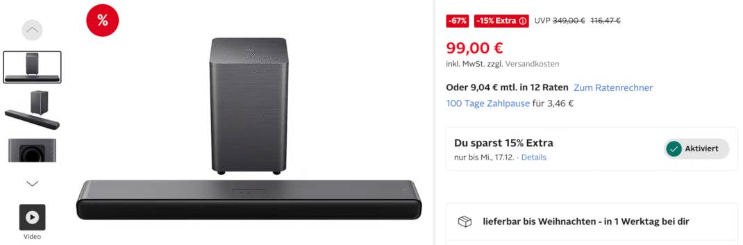 Soundbar bei Otto mit Extra-Rabatt