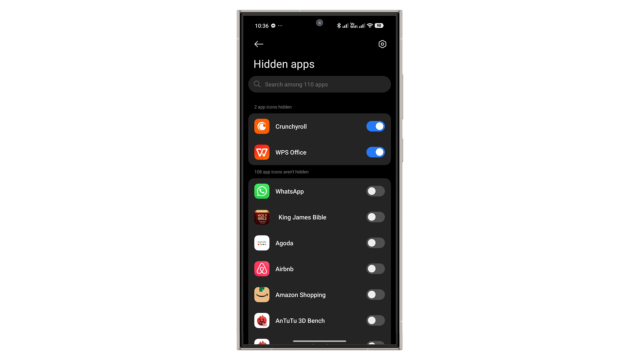 Wählen Sie die zu versteckenden Apps aus. Xiaomi HyperOS 3 Apps verstecken Funktion