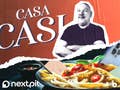 Casa-Casi-Logo, daneben Casi und im Vordergrund ein Teller mit Spaghetti und Smartphones