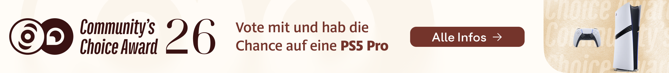 Community Choice Award - jetzt mitmachen und eine PS5 Pro gewinnen