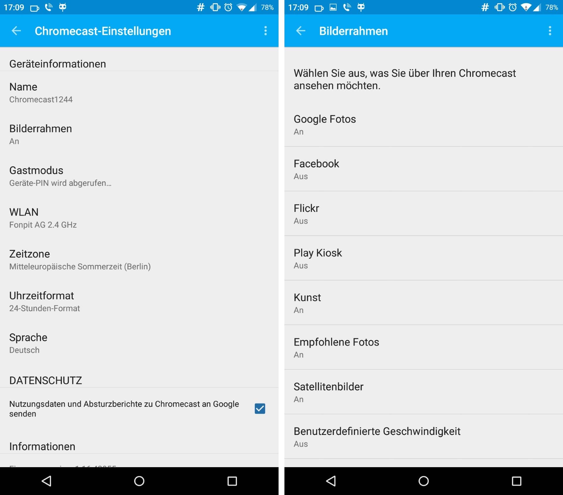 chromecast daydream bilderrahmen settings de