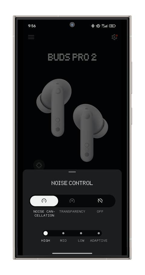 Screenshot der Nothing-X-App