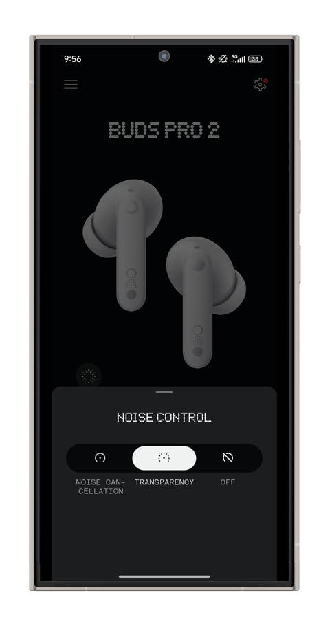 Screenshot der Nothing-X-App