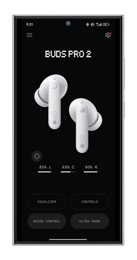 Screenshot der Nothing-X-App
