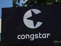 Congstar-Logo auf schwarzem Hintergrund mit einem Sternsymbol.