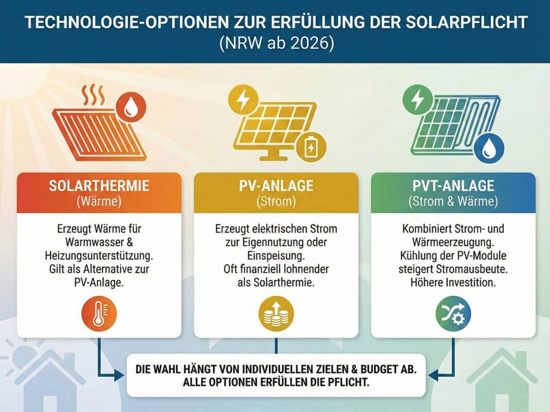 Diese Technologien stehen zur Erfüllung der Solarpflicht zur Verfügung