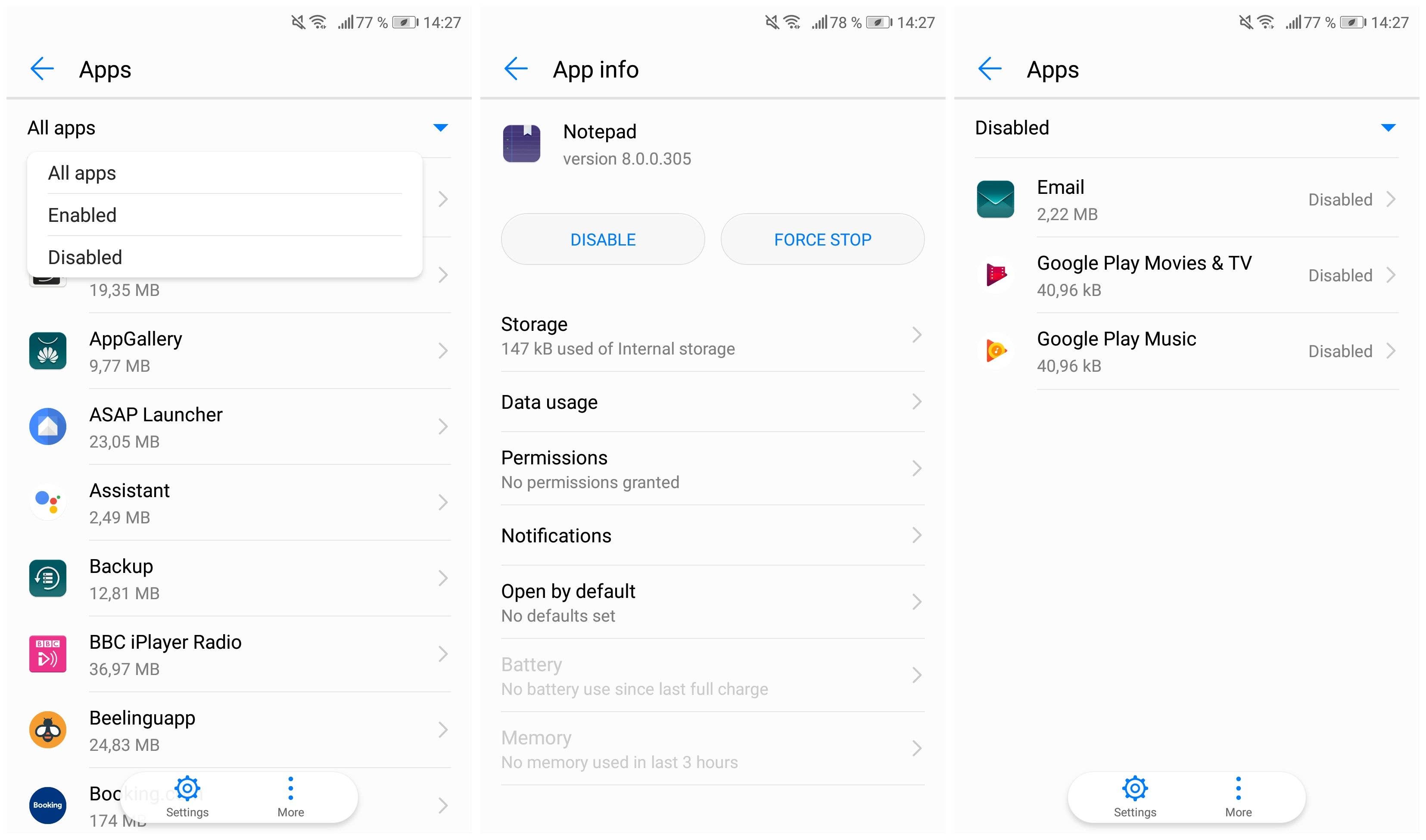 Deaktivierte Apps wieder aktivieren