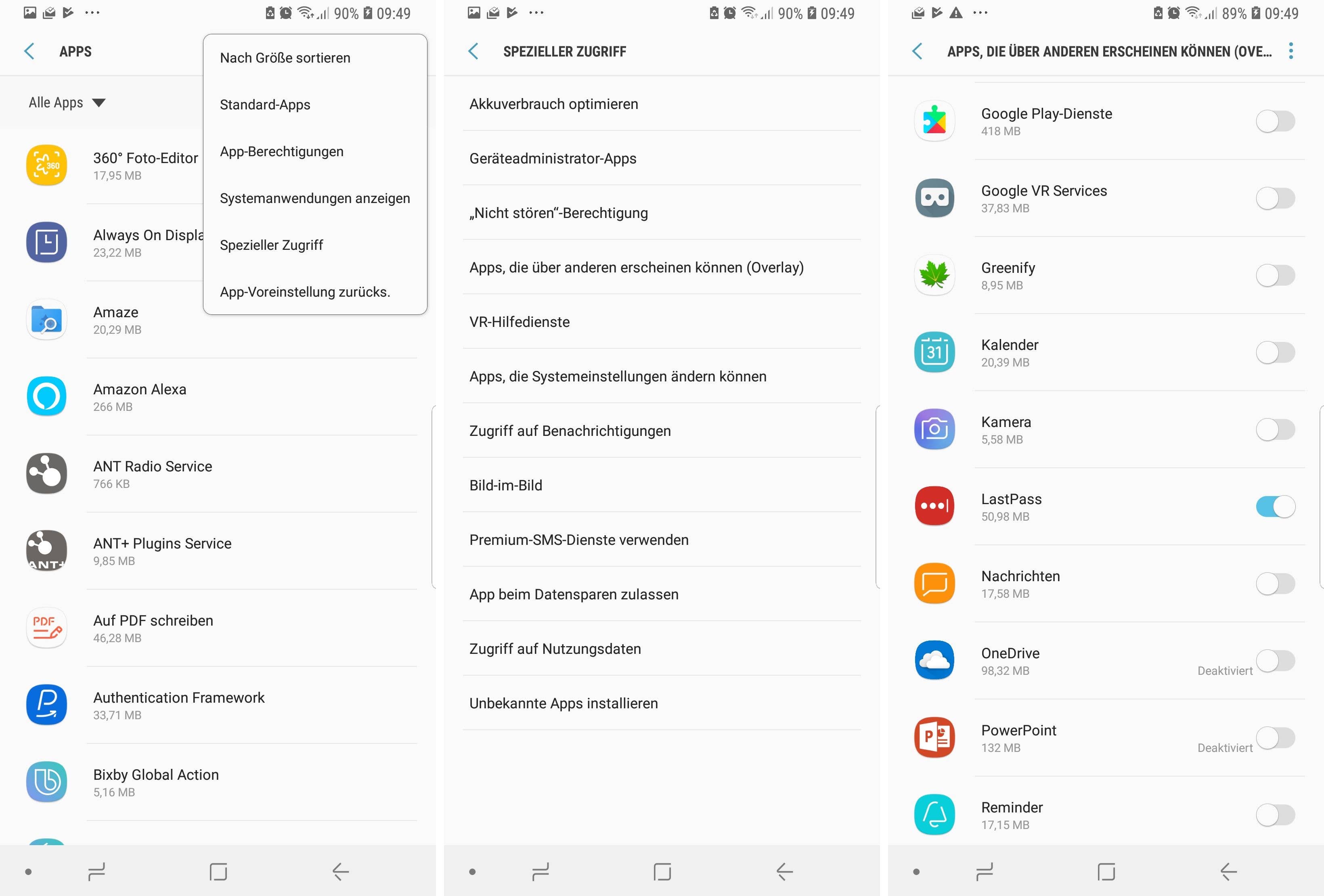 display overlay android oreo samsung menu deutsch jan 2019