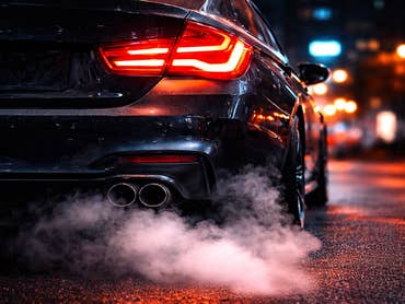 Heck eines Autos mit Verbrennungsmotor.