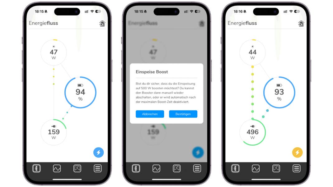 EET Solmate App-Screenshots