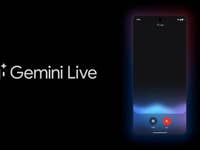 Gemini-Live-Logo vor einem Sternenhimmel und rechts daneben ein Android-Handy mit Gemini Live im Einsatz