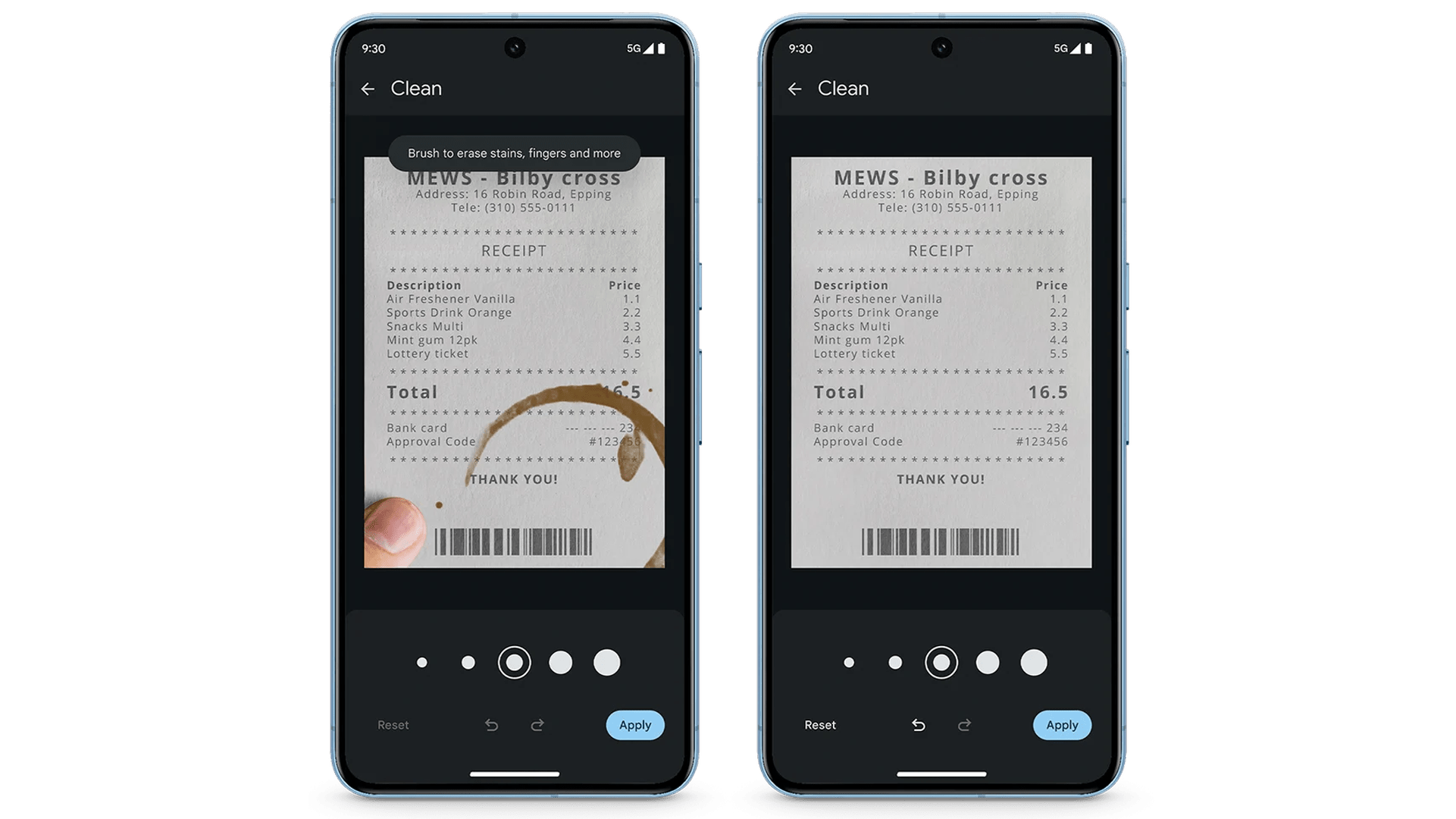 Zwei Screenshots bei der Googles Clean-Funktion in Aktion ist.