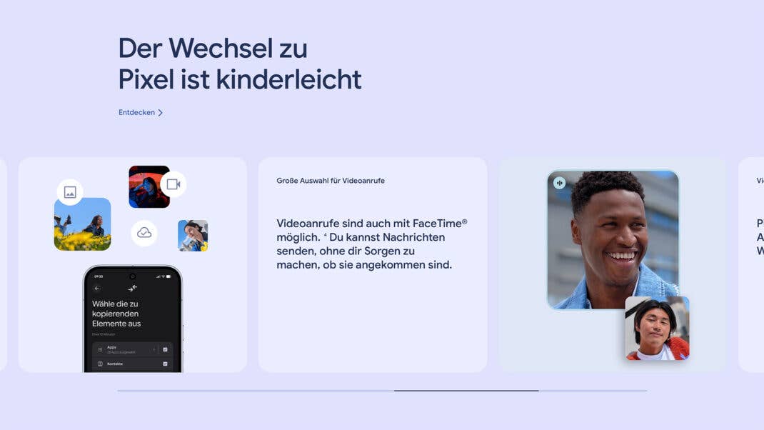 Im Google Store verspricht man FaceTime fürs Pixel 10a