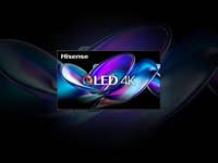 Hisense QLED 4K Fernseher auf dunklem Hintergrund.