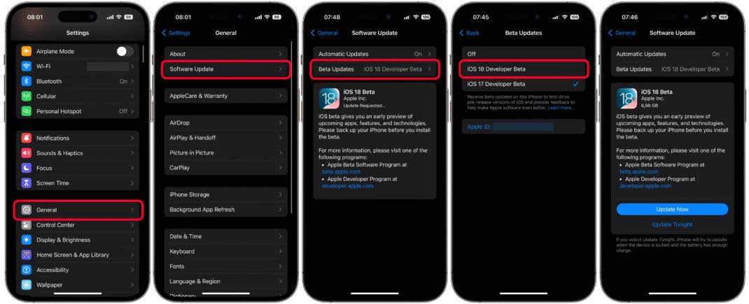 Screenshots zeigen die Installation der iOS 18 Beta Screenshots zeigen die Installation der iOS 18 Beta