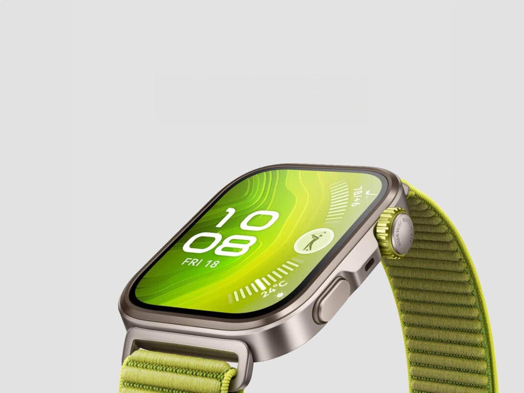 Huawei Watch Fit 4 Pro in der Frontansicht mit Display.